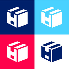 Box blue and red four color minimal icon set