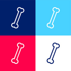Bone Outline Variant blue and red four color minimal icon set