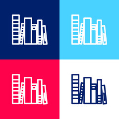 Books Group blue and red four color minimal icon set