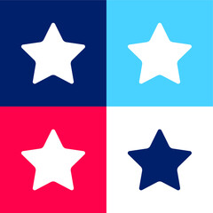 Black Star Silhouette blue and red four color minimal icon set
