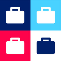 Black Suitcase blue and red four color minimal icon set