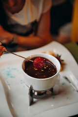 Chocolate fondue with fresh berries