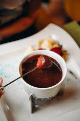 Chocolate fondue with fresh berries