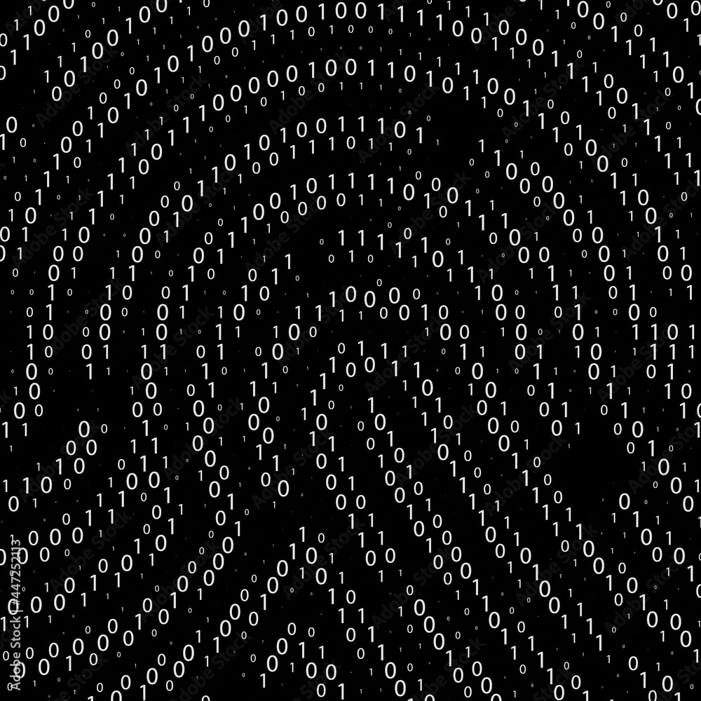 Poster Binary code by fingerprint shape. Cyber security technology. Digital verification information. Vector
