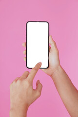 woman hand holding a mobile phone