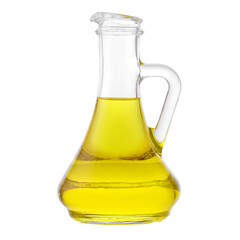 Transparent glass jar with olive oil