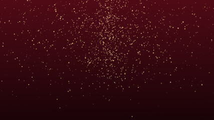 Beautiful Gold Glitter Floating Dust Particles on red dark Background in Slow Motion. Looped Animation of Dynamic Wind air Particles With Bokeh. Glitter awards for decoration happy Chinese new year