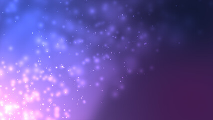 blue and violet bokeh particles awards dust gradient abstract background. Futuristic in space on dark blue and violet background. Wind Particles In The Air With Bokeh.