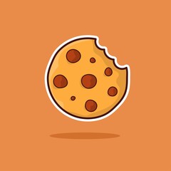 Chocolate Chips Cookies Cartoon Vector Illustration. Good Used for Sticker, Logo, Icon, Clipart, Etc - EPS 10 Vector