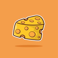 Cheese Cartoon Vector Illustration. Good Used for Sticker, Logo, Icon, Clipart, Etc - EPS 10 Vector