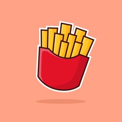 French Fries Cartoon Vector Illustration. Good Used for Sticker, Logo, Icon, Etc - EPS 10 Vector