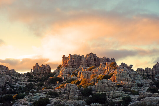 El Torcal in Spain during sunset