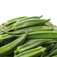 Obraz premium Fresh young okra isolated on white background