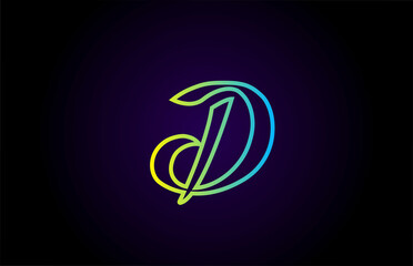 D green yellow creative handwritten alphabet letter logo for branding and business. Design for lettering and corporate identity with template icon