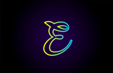 E green yellow creative handwritten alphabet letter logo for branding and business. Design for lettering and corporate identity with template icon