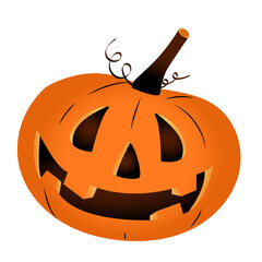 Pumpkin for Halloween.White background is the main symbol of a Happy Halloween holiday. Orange pumpkin with a smile for your design for the Halloween holiday. Vector illustration.