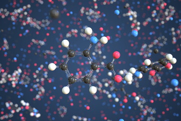 Anthranilic acid molecule, conceptual molecular model. Scientific 3d rendering