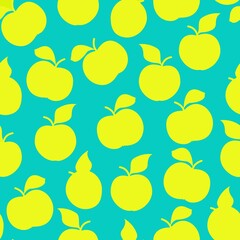 Fototapeta na wymiar Silhouettes of apples seamless pattern. Vector print for textiles and packaging. Flat illustration.