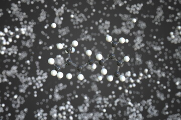 Myrcene molecule, scientific molecular model, 3d rendering