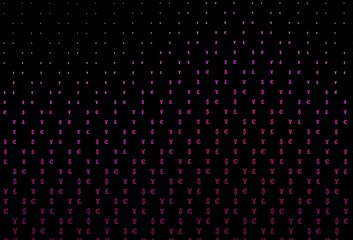 Dark pink vector pattern with EUR, USD, GBP, JPY.