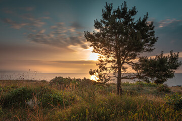 Fototapeta na wymiar Sonnenaufgang hinter den Dünen der Ostsee