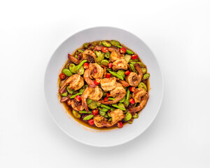 Stir-fried stink bean and prawn