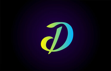 Fototapeta premium D alphabet letter logo icon for branding in yellow and green. Creative branding design for lettering and corporate