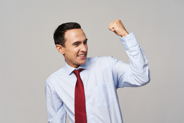 business man in shirt with tie emotions success manager office