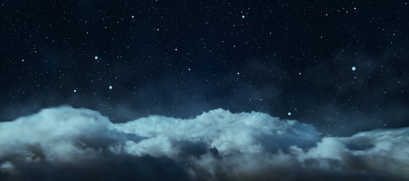 Creative cloudy night sky background. Landing page concept.