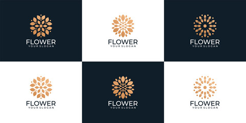 Set of beauty luxury spa health flower logo vector for decoration