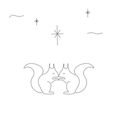 Squirrels drawing on white background vector illustration