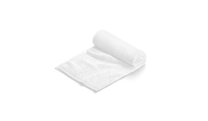 Blaank white twisted big towel mockup, side view