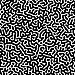 Natural seamless vector pattern. Geometric Turing maze shapes texture. Black and white organic brain design background.
