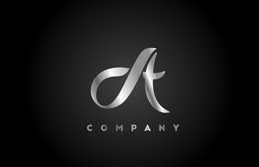 Metal grey A alphabet letter logo icon for branding. Creative company design for lettering and corporate