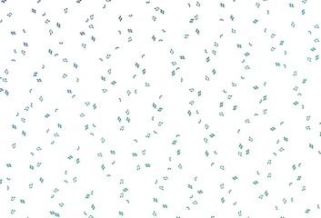 Light Blue, Green vector background with music symbols.
