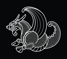 Vector image of an ancient Slavic dragon, guardian Semargl 