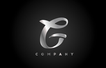 Metal grey G alphabet letter logo icon for branding. Creative company design for lettering and corporate