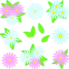 A set of colorful bright flowers and plants. Suitable for decorating postcards, logos, invitations, business cards. Vector illustration.