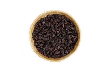 Fototapeta na wymiar Dried black currant berries fruit isolated on white background.