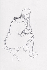 Instant sketch, sitting woman