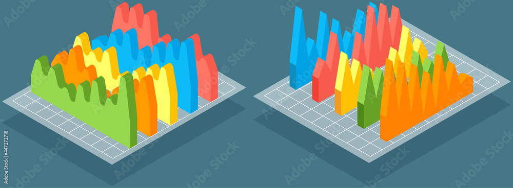 Poster visualize with business analytics. work with statistical data analysis, changing indicators. analyze