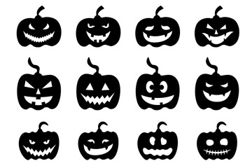 Set of black pumpkin for Halloween party design