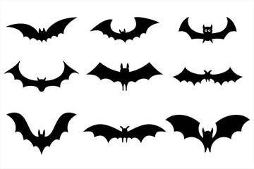 Set of black bat for Halloween party. Design brochure banner website