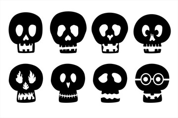 Set of black skull for Halloween party. Design brochure banner flyer website