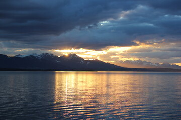 sunset over the lake