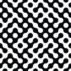 Seamless truchet vector pattern.
Black and white geometric random geometry.
Halftone maze design texture.