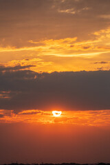 Romantic sunset above the Markkleeberger Lake near Leipzig