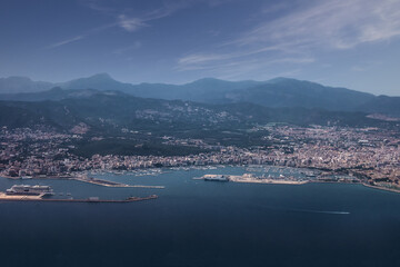Fototapeta premium An aerial view of the Marina Port de Mallorca in Palma, Balearic Islands, Spain