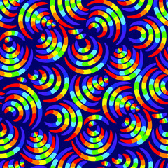 Rainbow curves line element vector seamless pattern