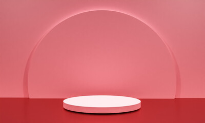 Scene with pink color podium for mock up presentation in minimalism style with copy space, 3d render abstract background